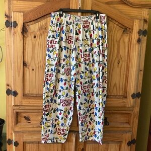 Men Lazy One white blue Christmas lights pajama lounge pants - size XXL